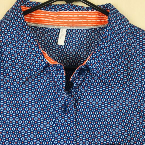 CINCH Men Blue with Red Circles Button Up Pocket Long Sleeve Shirt Size XXL - Picture 3 of 12